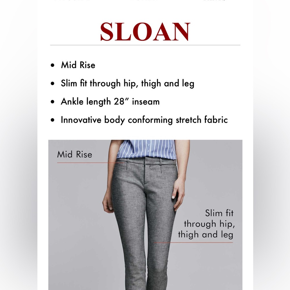 Banana Republic Mid Rise Slim Fit Pants